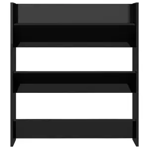 Wall Shoe Cabinet High Gloss Black 80x18x90 cm Engineered Wood