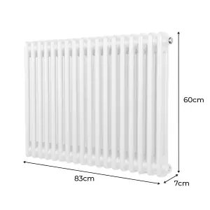 Traditional 2 Column Radiator - 600 x 832 mm - White