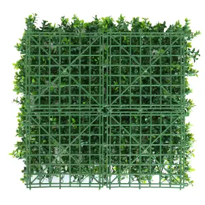 True Products Premium Artificial Green Plant Living Wall Panel 50cm x 50cm - White Flower