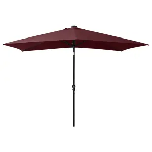 Berkfield Parasol with LEDs and Steel Pole Bordeaux Red 2x3 m