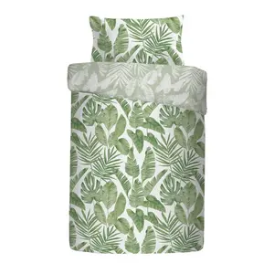 Tahiti Floral Duvet Cover Set with Pillowcases Green/White / Single Duvet Cover + 1 Standard Pillowcase