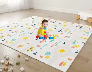 Baby Play Mat,Foldable Double Sided Crawling Mat-197cm x 177cm x 1cm