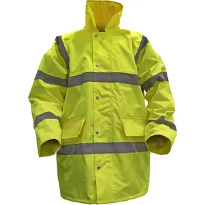 XL Yellow Hi-Vis Motorway Jacket with Quilted Lining - Retractable Hood