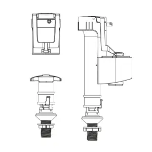 Flomasta Bottom inlet valve Brass & plastic Bottom entry Float Fill valve 25mm