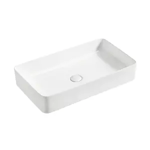 Geller Gloss White Ceramic Rectangular Counter Top Basin (W)600x(D)380mm