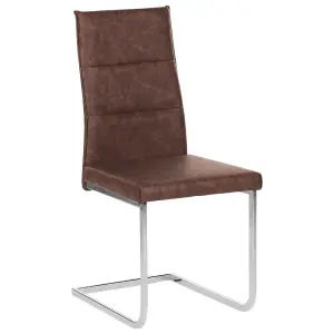 Set of 2 Dining Chairs ROCKFORD Faux Leather Brown