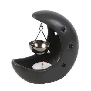 Something Different Crescent Moon Hanging Oil Burner Black (One Size)