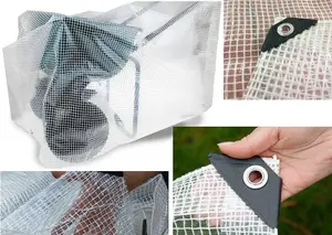 5 x 8 m Tarpaulin Waterproof Heavy Duty Cover Camping Ground Sheet Caravan Furniture Multipurpose 10 Bungee Balls Clear 100 GSM