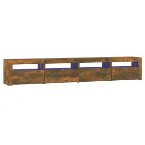 Berkfield TV Cabinet with LED Lights Smoked Oak 240x35x40 cm