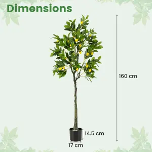 COSTWAY 160cm Artificial Lemon Tree Tall Fake Lemon Plant with Lemon Fruits