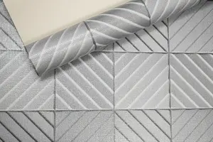 Arthouse Glitter Grey Silver Charcoal Mix Tile Effect Textured Vinyl Wallpaper