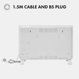 Devola Designer 2kW Smart Glass Panel Heater with Timer White -  DVPW2000WH