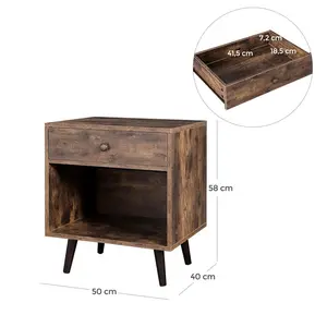 Monterey 1 Drawer Bedside Table Rustic Brown