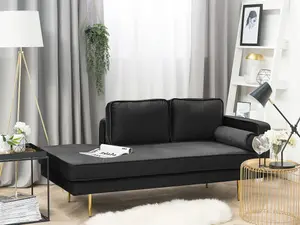 Right Hand Velvet Chaise Lounge Black MIRAMAS