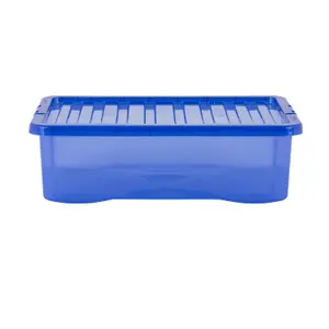 Wham 5 Piece Multisize Crystal Stackable Plastic Storage Box & Lid Set Tint Spectrum Blue