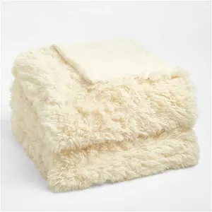 Sienna Fluffy Fleece Throw - Cream