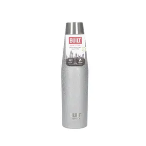 BUILT Stainless Steel Water Bottle Insulated 540ml Sport Silver Gym Travel Flask