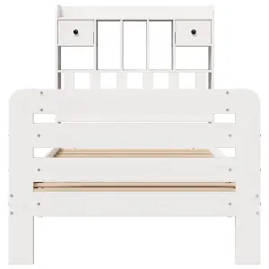 Berkfield Bookcase Bed without Mattress White 90x190 cm Single Solid Wood Pine