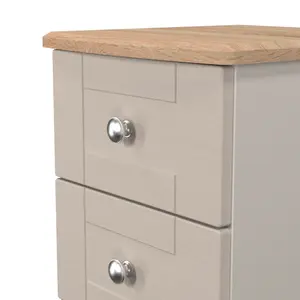 Sussex Ready assembled Beige & oak 3 Drawer Bedside chest (H)692mm (W)395mm (D)411mm