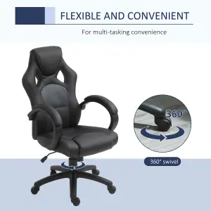 Vinsetto Racing Gaming Chair Swivel Home Office Gamer Chair with Wheels Gray