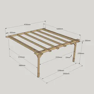 Wall Mounted Double Premium Pergola - Wood - L420 x W420 x H270 cm - Light Green