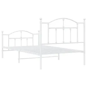 Berkfield Metal Bed Frame with Headboard and Footboard White 100x190 cm