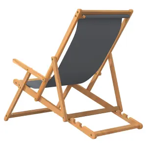 Berkfield Folding Beach Chair Solid Wood Teak Grey