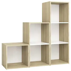 Berkfield 3 Piece TV Cabinet Set White and Sonoma Oak Engineered Wood