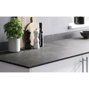 GoodHome Nepeta Matt Grey Stone effect Paper & resin Upstand (L)3000mm