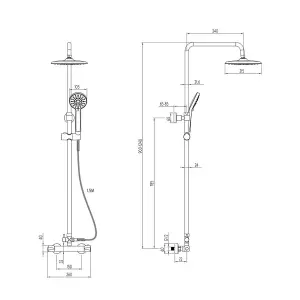 Gainsborough GDRE Round Dual Outlet Thermostatic Bar Mixer Shower Chrome Riser