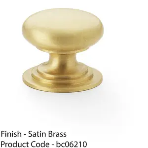 Stepped Round Door Knob - Satin Brass 25mm Classic Kitchen Cabinet Pull Handle