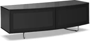 Homeology Caru Gloss Black Beam-Thru Remote Friendly Super-Contemporary"D" Shape Design up to 65" LED/OLED/LCD TV Cabinet