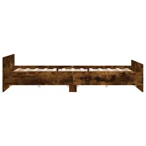 Berkfield Bed Frame with Headboard with Footboard Smoked Oak 180x200 cm