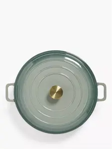 John Lewis Cast Iron Shallow Casserole, 31Cm, Ombre Green