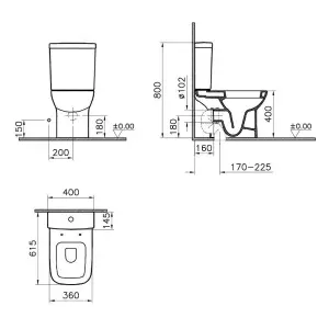 Vitra S20 design close coupled pan cistern and standard seat