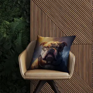 Bulldog Splashart Golden Outdoor Cushion 45cm x 45cm