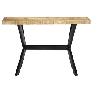 Tinnin Solid Wood Top Metal Base Dining Table Beige / 75cm H x 120cm L x 60cm W