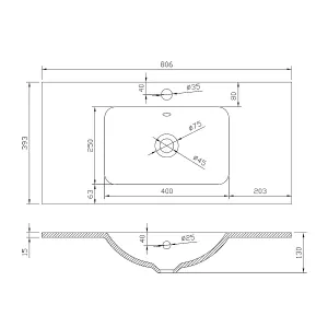 Novela Dark Wood Wall Hung Vanity Unit with Ceramic Sink (W)800mm