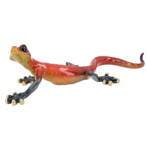 Red Speckled Gecko Lizard Resin Wall Shed Sculpture Decor Statue Large House