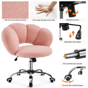 Yaheetech Upholstered Desk Chair with Cloud Shaped Backrest - Pink