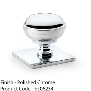 Classic Round Cabinet Door Knob & Matching Backplate Polished Chrome 34mm Handle