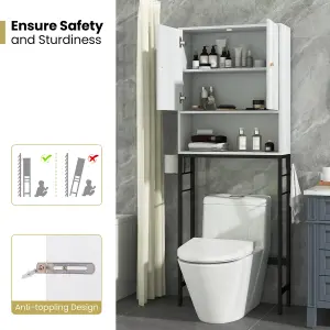 COSTWAY Over The Toilet Storage Shelf Freestanding Bathroom Cabinet w/ 2 Doors