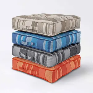 Homescapes Morocco Striped Cotton Floor Cushion Grey