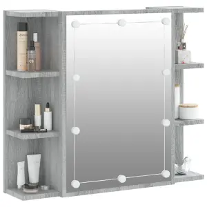 Berkfield Mirror Cabinet with LED Grey Sonoma 70x16.5x60 cm