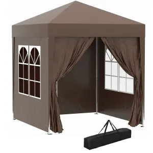 Outsunny 2mx2m Pop Up Gazebo Party Tent Canopy Marquee with Storage Bag Coffee