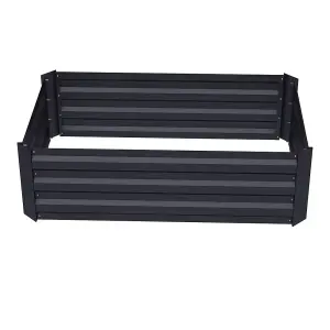 100cm W x 60cm D Galvanized Rectangular Raised Garden Bed Planter Box in Black