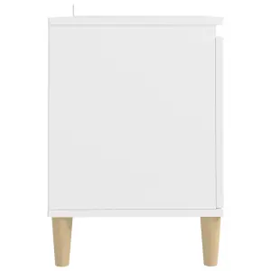 Berkfield TV Cabinet with Solid Wood Legs White 103.5x35x50 cm