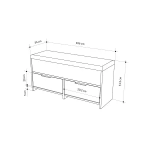 Decortie Modern Cove Shoe Storage with Fabric Bench 2-Tier Cabinet Hallway Entryway Storage White 106x34x50cm