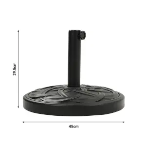 20KG Concrete Parasol Base Heavy-Duty Round Umbrella Stand with Beautiful Decorative Pattern for Patio Garden