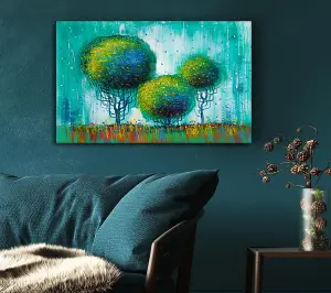 Three Round Trees Canvas Print Wall Art - Medium 20 x 32 Inches